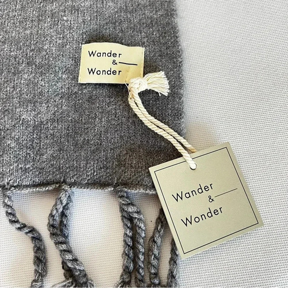 Wander & Wonder Fringed Scarf Kids Grey Gray  54" X 9" Stretchy Soft Comfy Unise - Picture 5 of 5